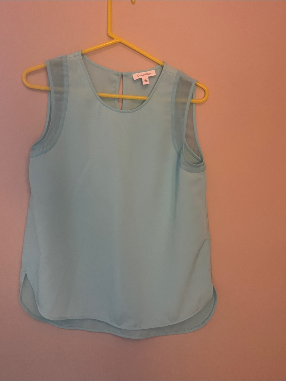 Calvin Klein Pale Blue Sleeveless Chiffon Shell